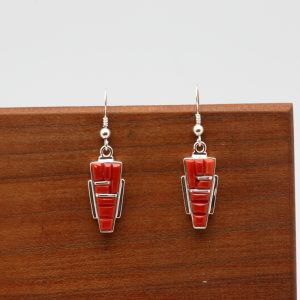Navajo Red Coral Inlay Earrings