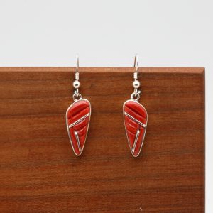 Navajo Red Coral Inlay Earrings