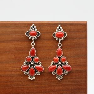 Navajo Red Coral Earrings