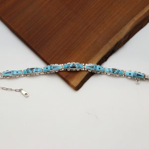 Navajo Sleeping Beauty Turquoise Inlay Bracelet