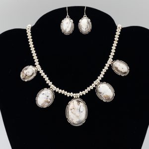 Navajo White Buffalo Necklace Earring Set