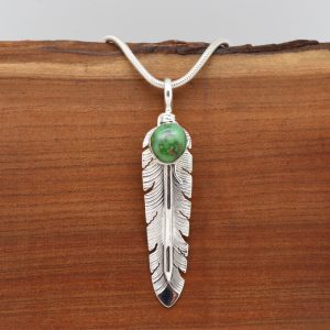 Navajo Sonoran Turquoise Feather Pendant