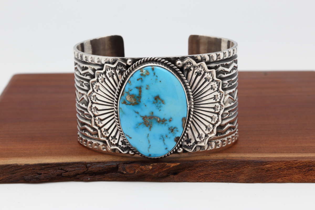Navajo Stamped Silver Bracelet - Native American Bracelets, Navajo Jewelry