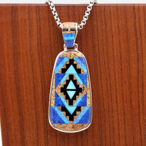 Navajo Rug Pattern Double Sided Inlay Pendant