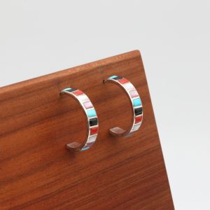 Zuni Multicolor Inlay Hoop Earrings