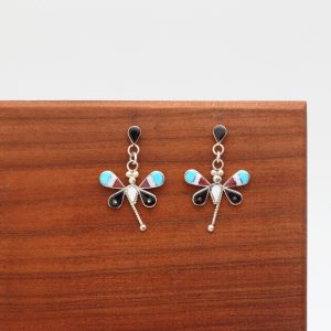 Zuni Multicolor Dragonfly Inlay Earrings