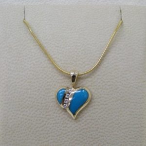 Kabana 14k Gold Turquoise Heart Pendant