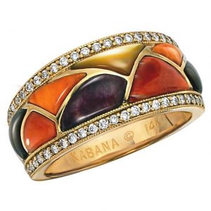Kabana 14k Gold Multicolor Spiny Oyster Ring