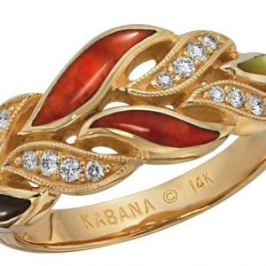 Kabana 14k Gold Ring with Multicolored Spiny Oyster