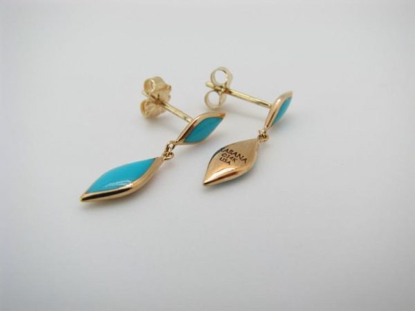 16mm Sleeping Beauty Turquoise Teardrop Lever Back Earrings 14-20 Gold  Filled