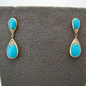 Kabana 14k Gold Sleeping Beauty Turquoise Oval Earrings