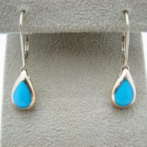 Kabana 14k Gold Teardrop Earrings with Inlay Sleeping Beauty Turquoise