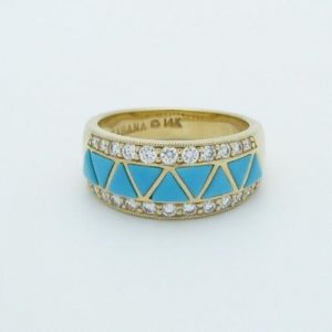 Kabana 14k Gold Turquoise Diamond Ring