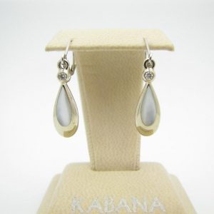 Kabana 14k White Gold White Mother of Pearl Earrings