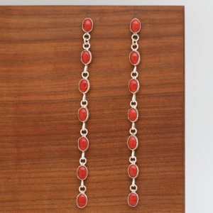 Zuni Coral Dangle Earrings