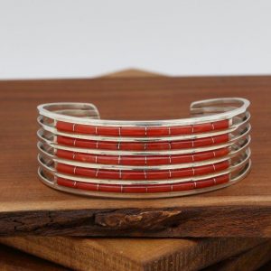 Zuni Five Row Red Coral Bracelet