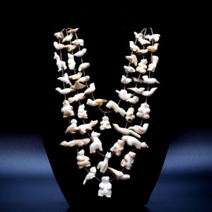 Zuni Fossilized Walrus Tusk Fetish Necklace