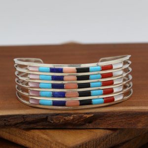 Zuni Multicolor Inlay Five Row Bracelet