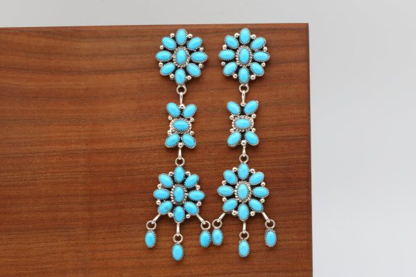 Zuni Sleeping Beauty Turquoise Dangle Earrings