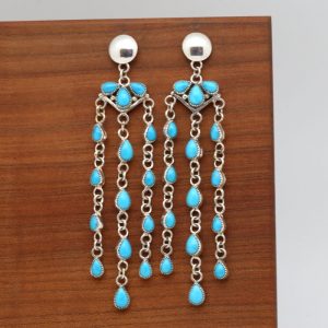 Zuni Sleeping Beauty Turquoise Dangle Earrings