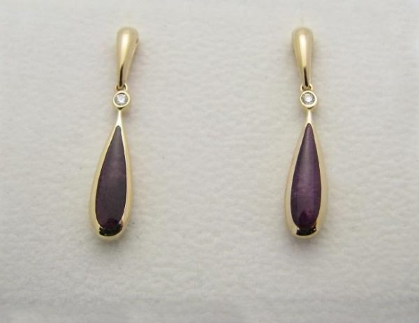 Kabana 14k Gold Purple Spiny Oyster Earrings