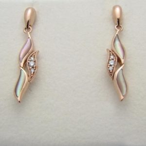 Kabana 14k Rose Gold Pink Mother of Pearl Inlay Earrings