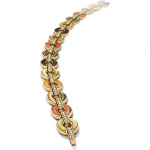 Kabana 14K Yellow Gold Bracelet with Inlay Multicolor Spiny Oyster, Mother of Pearl