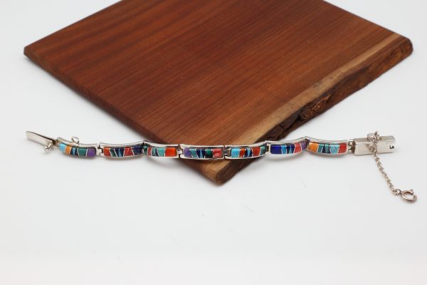 Navajo Multi Color Inlay Link Bracelet